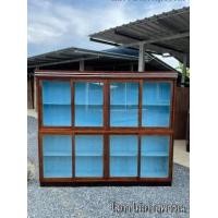 ราคา ตู้โชห่วย 4 บานเลื่อน 2 ชั้นเทิน ด้านในสีฟ้า