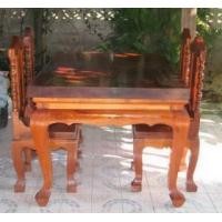 ราคา โต๊ะอาหารไม้ประดู่และเก้าอี้ไม้สักขาสิงห์ 4 ตัว