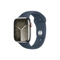 ราคา APPLE Apple Watch Series 9 GPS + Cellular 45mm Silver Stainless Steel Case with Storm Blue Sport Band - S/M (582724)