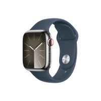 ราคา APPLE Apple Watch Series 9 GPS + Cellular 41mm Silver Stainless Steel Case with Storm Blue Sport Band - S/M (3077601)