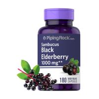 ราคา PipingRock Black Elderberry Sambucus 1000 mg, 180 Quick Release Capsules (7476895853)