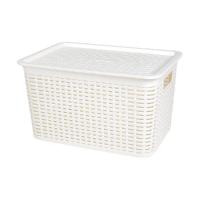 ราคา ANYHOME ตะกร้าผ้าเหลี่ยมลายหวาย 3120 สีขาว (1103366)