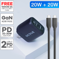 ราคา Adapter OCTAVE GaN Dual PD40W (2Port 20W Max/Port) (98594)