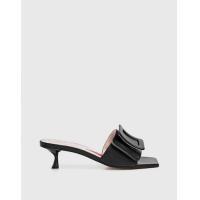 ราคา Roger Vivier Covered Leather Buckle Mules (Mules,Heeled Mules) (2122609)