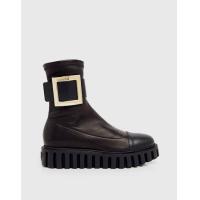 ราคา Roger Vivier Viv &#x27;Go-Thick Stretch Nappa Leather Metal Buckle Ankle Boots (Boots,Ankle Boots) (2705090)