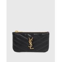 ราคา Saint Laurent Logo Calfskin Leather Matelassé Coin Purse (Clutch Bags,Pouch) (3043497)