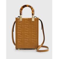 ราคา Fendi Sunshine Mini Brown Leather FF Motif Crossbody Bag (Mini Bags) (4124687)