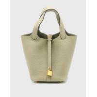 ราคา Hermès Hermès Picotin Lock 18 Taurillon Clemence Leather Bucket Bag-Sauge Gold Hardware (Bucket Bags) (4496973)