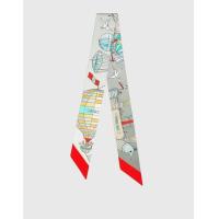 ราคา Hermès Hermès Les Folies du Ciel Twilly Silk Scarf-Pearl Grey/Red/Green (Scarves,Silk Scarves) (4496990)