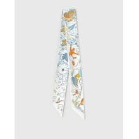 ราคา Hermès Hermès Sur Mon Nuage Twilly Silk Scarf-Cream/Blue/Orange (Scarves,Silk Scarves) (4496992)
