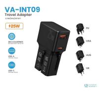 ราคา VEGER VA-INT09 Universal Travel Adapter GAN 25W ปลั๊ก Type-C USB-A อะแดปเตอร์พกพา รับประกัน 2ปี (26967910865)