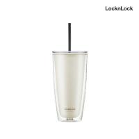 ราคา LocknLock แก้วน้ำพลาสติก 2 ชั้นพร้อมหลอด Double Wall Cold Cup รุ่น HAP507 สีงาช้าง (77478)