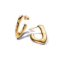 ราคา PANDORA ต่างหู 14k Gold-plated hoop earrings สีทอง (MKP1733362)