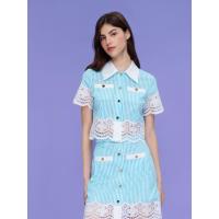 ราคา ASV (AW23) เสื้อเชิ้ตผู้หญิง ทรงครอป กระเป๋าหน้า แต่งชายลูกไม้ฉลุลาย สีฟ้า S (MKP1689241)