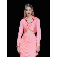 ราคา ASV ( SS24 )เสื้อเชิ้ตผู้หญิงแขนยาว ทรงครอป แต่งบิดเกลียวด้านหน้า ผ้าซาติน สีชมพู S (MKP1741240)