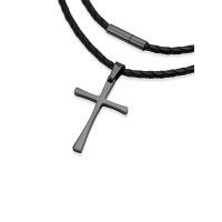 ราคา 555jewelry สร้อยคอ Unisex สแตนเลสสตีล ดีไซน์ ไม้กางเขน สีดำ 60cm (MKP1707802)