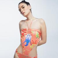 ราคา BLACKDOG BKK บอดี้สูทพิมพ์หลาย ผ้ายืดเกาะอกเว้าเอว ตกแต่งลูกปัด กระดุมแป๊กที่เป้าหลากสี One Size (MKP1230766)