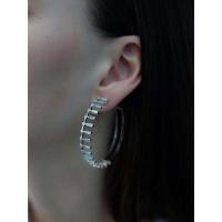 ราคา SWAN ต่างหูห่วงเงินแท้ Baguette Hoop รุ่น 10104679135 สีเงิน (MKP1339702)