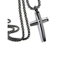 ราคา 555jewelry สร้อยคอ Unisex สแตนเลสสตีล ดีไซน์ ไม้กางเขน สีดำ 55 (MKP1707673)