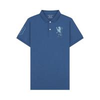 ราคา GIORDANO เสื้อโปโลผู้ชาย Lycra Pique Embroidery Polo (3D Lion) สีฟ้า Key Largo Blue S (MKP1769843)