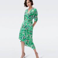 ราคา DIANE VON FURSTENBERG ชุดกระโปรง DVF ELOISE MIDI DRESS สี BUTTERFLY FLORAL SIG GREEN 8 US (MKP1454116)