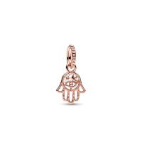 ราคา Pandora จี้ชาร์ม Rose Hamsa hand 14k rose gold-plated dangle สีโรส (MKP1514654)