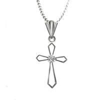 ราคา Finejewelthai จี้เงิน จี้ไม้กางเขน จี้เพชร เพชรสังเคราะห์ เงินแท้ P1021cz สีเงิน (MKP0309371)