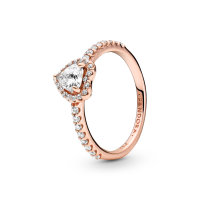 ราคา PANDORA แหวน Heart Pandora Rose ring with clear cubic zirconia สีโรส 54cm (MKP1223977)