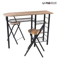 ราคา U-RO DECOR Illinois (อิลลินอยส์) ชุดโต๊ะรับประทานอาหาร (โต๊ะบาร์ 1+เก้าอี้บาร์ 2 ตัว) สีวินเทจแนเชอรัล (MKP0749598)