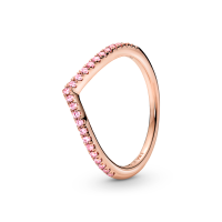 ราคา PANDORA แหวน Wishbone 14k rose gold-plated ring with fancy fairy tale pink cubic zirconia สีโรส 52cm (MKP1085492)