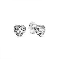 ราคา Pandora ต่างหูรูปหัวใจประดับเพชร CZ สีเงิน (MKP0593759)