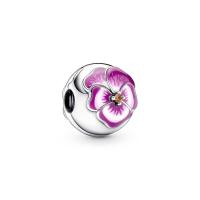 ราคา PANDORA คลิป Pink Pansy Flower Clip Charm สีเงิน (MKP1134314)