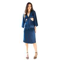 ราคา ROSE THE LABEL เดรสผ้าซาตินสีกรม Navy susan satin dress S (GRMKPPR000088692)