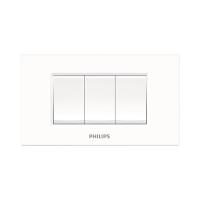 ราคา Philips ชุดสวิตช์ทางเดียว 3 ช่อง PHILIPS รุ่น LEAF สีขาว (MKP1165115)