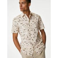 ราคา Marks & Spencer เสื้อเชิ้ตผู้ชาย Easy Iron Pure Cotton พิมพ์ลาย Geometric S (CDS13267308)