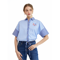 ราคา ELLE เสื้อเชิ๊ตสตรีทรง CROP สกรีนอก ลาย ELLE BE PARIS รุ่น W3B277 สีฟ้า S (MKP1797321)