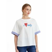ราคา ELLE เสื้อยืดแขนสั้นผู้หญิง สกรีนลายกราฟฟิคลาย ELLE BE PARIS รุ่น W3K689 สีขาว S (MKP1797314)