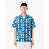 ราคา LACOSTE เสื้อเชิ้ตผู้ชายแขนสั้น พิมพ์ลายเส้นของ Robert George สีขาว M-L (MKP1801000)