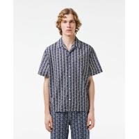 ราคา LACOSTE เสื้อเชิ้ตเเขนสั้นพิมพ์ลายโมโนแกรม สีน้ำเงิน/ขาว 43 (MKP1803527)