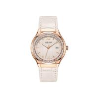 ราคา JULIUS นาฬิกาข้อมือผู้หญิง JA-1395 C สีเบจ สายหนัง คุณภาพดี ขอบประดับเพชร CZ (MKP1671171)