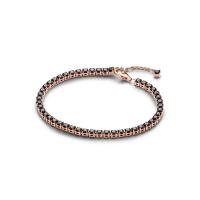 ราคา PANDORA สร้อยข้อมือ 14k Rose gold-plated bracelet with black crystalสีโรส 18cm (MKP1816758)
