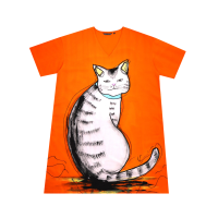 ราคา YODYOKO เดรสผู้หญิงสีส้ม ลายแมวสีชมพูผู้น่ารักบนพื้นสีส้ม Free Size (GRMKPPR000104275)