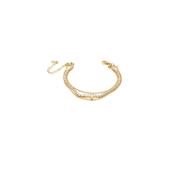ราคา Larov สร้อยข้อมือผู้หญิงประดับเพชร ดีไซน์ไม้กางเขน รุ่น Cristy Three Line สีทอง (MKP1723866)