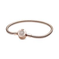 ราคา PANDORA สร้อยข้อมือ Snake chain Pandora Rose bracelet and crown O clasp with clear cubic zirconia สีโรส 18cm (MKP1169742)
