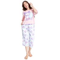 ราคา SANRIO ชุดนอนผู้หญิง เสื้อยืดแขนสั้น + กางเกงขา 5 ส่วน Kuromi Showtime สีเขียว M (CDS15637710)