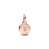 ราคา PANDORA ชาร์ม Pandora Key hole engravable locket 14k rose gold-plated dangle with clear cubic zirconia Free Size (MKP1628839)