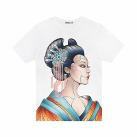 ราคา ICONIC เสื้อยืด พิมพ์ลาย หน้าหุ่นยนต์ เกอิชา กิมโมโนสีส้ม รุ่น Orange5334 สีขาว S (MKP1073212)