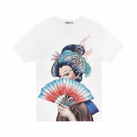 ราคา ICONIC เสื้อยืด พิมพ์ลาย หน้าหุ่นยนต์ เกอิชา ถือพัด รุ่น Fan5330 สีขาว M (MKP1073216)