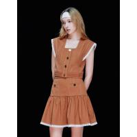 ราคา ASV (SS24) เสื้อผู้หญิง ทรงครอป คอเหลี่ยม แต่งลูกไม้ กระดุมทอง สีน้ำตาล L (MKP1687331)