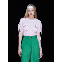 ราคา ASV (SS24) เสื้อผู้หญิง คอกลม แต่งกระเป๋าหน้าและกระดุมทอง สีลาเวนเดอร์ S (MKP1687280)